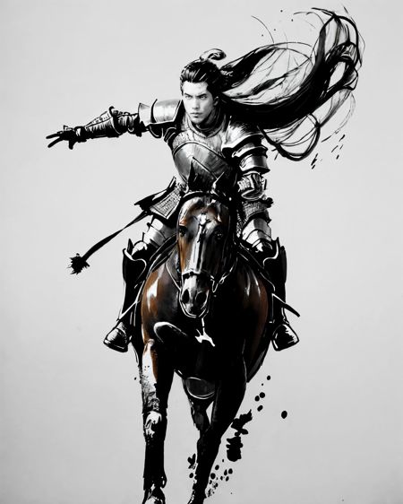 867279130-_lora_zyd232_InkStyle_v1_0_1.0_ zydink, monochrome, ink sketch, (tilt_1.4), 1man, (riding horse, running fast_1.2), asian man, p.jpg